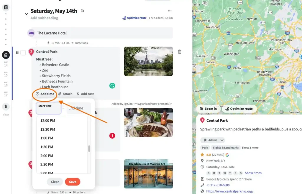 add schedules for multi day trips