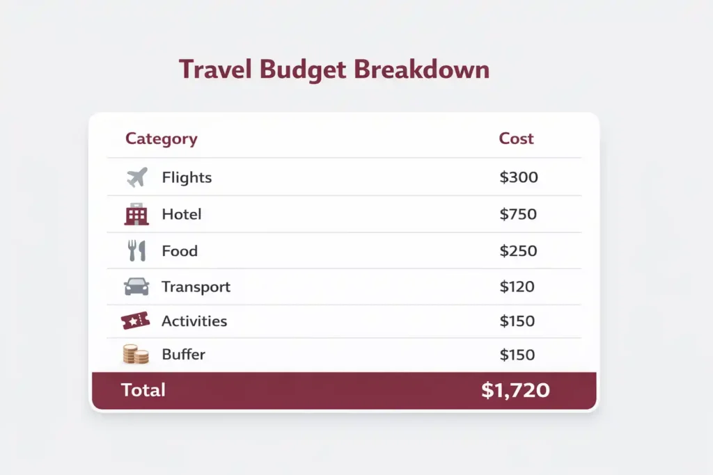 Travel-Budget Breakdown cost