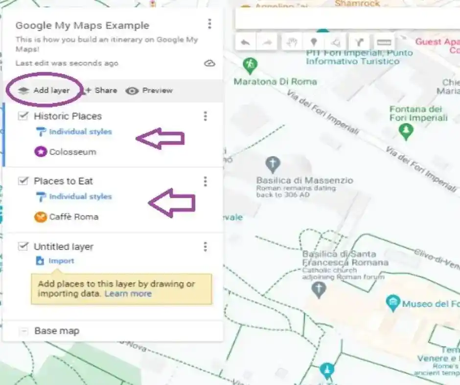 use google my map for long trips
