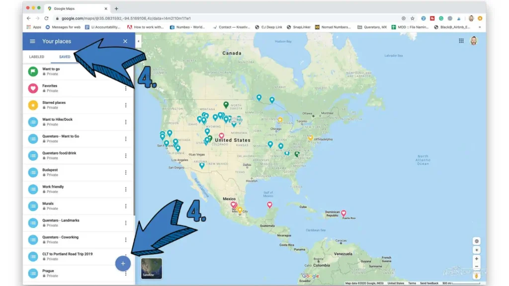 View All Saved Places on google map