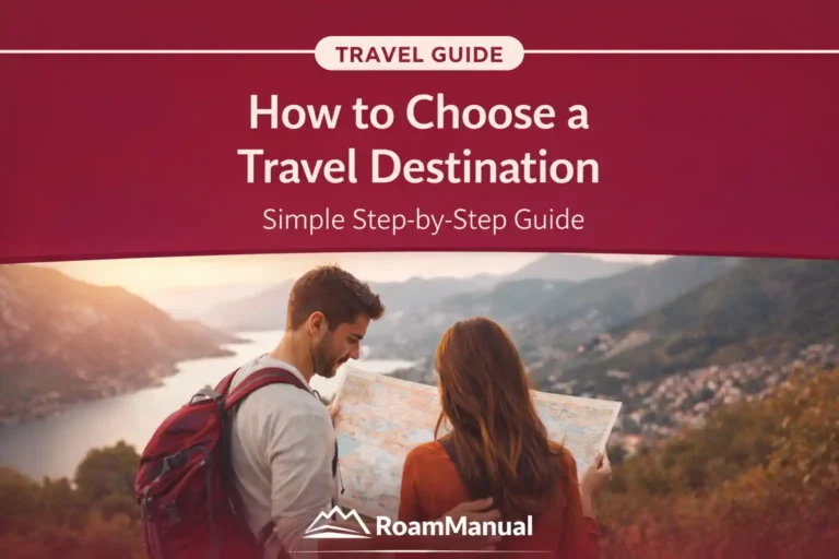 How to Choose a Travel Destination That Fits You how to choose a travel destination couple planning trip with map in scenic mountains