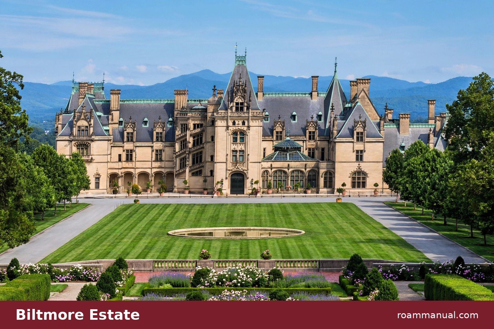 Biltmore Estate house with gardens in Asheville, North Carolina