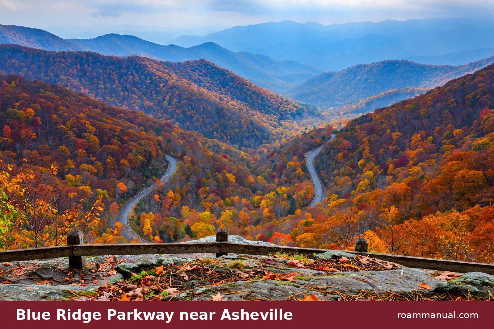 Fall color view from a Blue Ridge Parkway overlook near Asheville