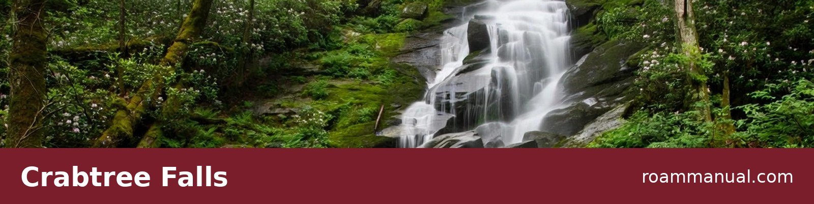 Crabtree Falls sliding over mossy rocks on the Blue Ridge Parkway in North Carolina
