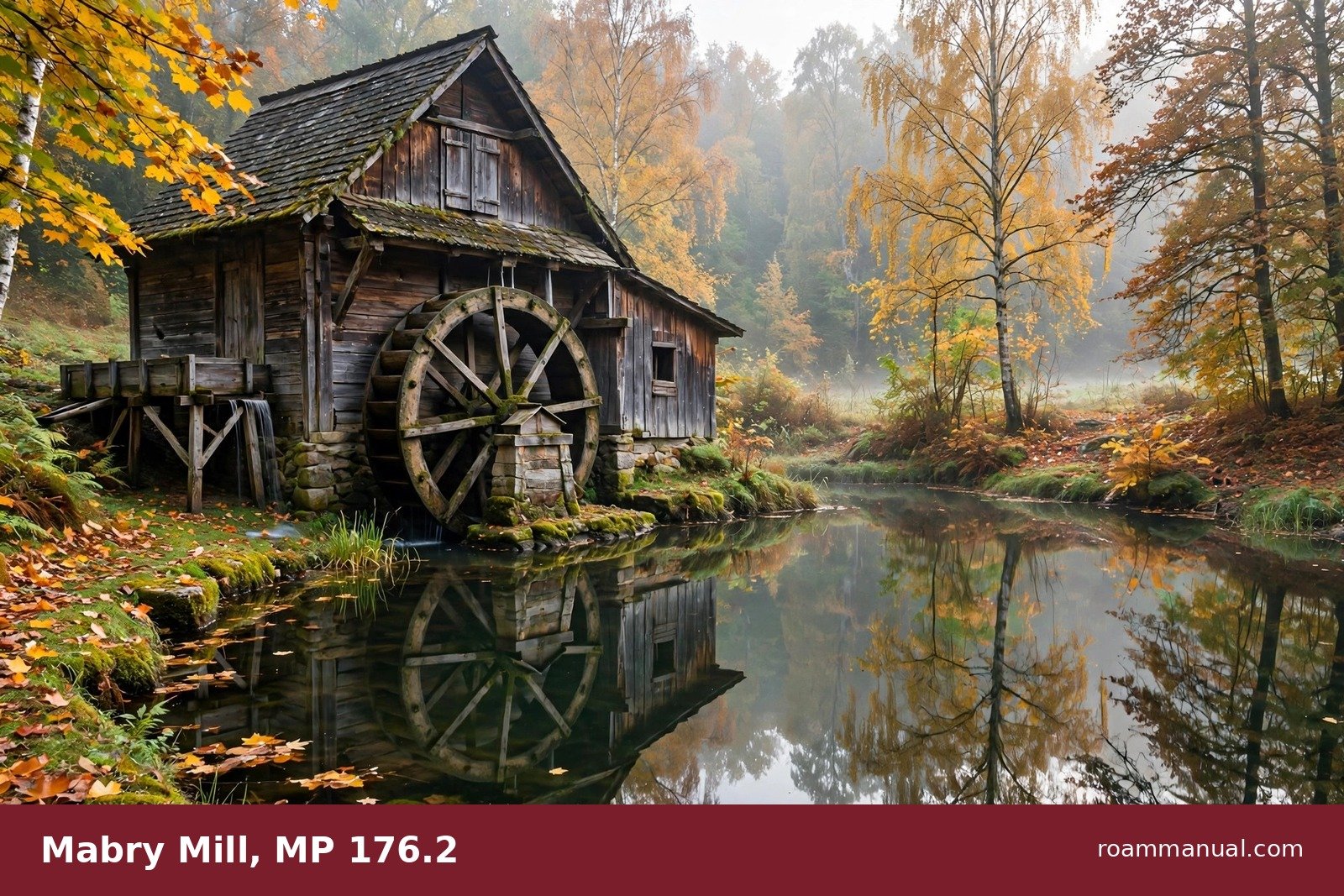 Historic Mabry Mill with pond reflection on the Blue Ridge Parkway in Virginia