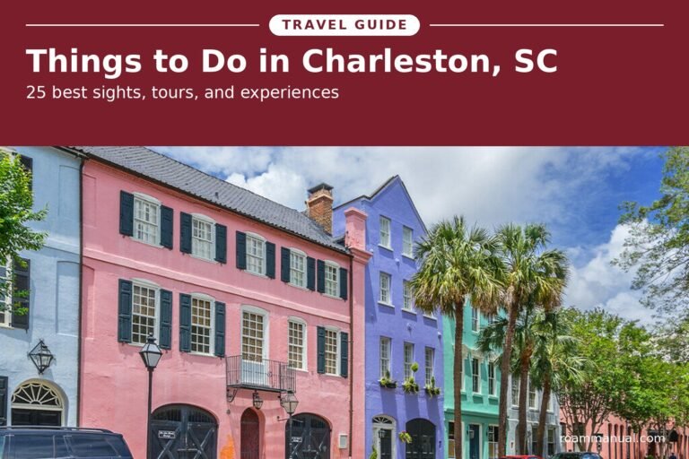 Rainbow Row in Charleston, a line of pastel colored historic houses on East Bay Street