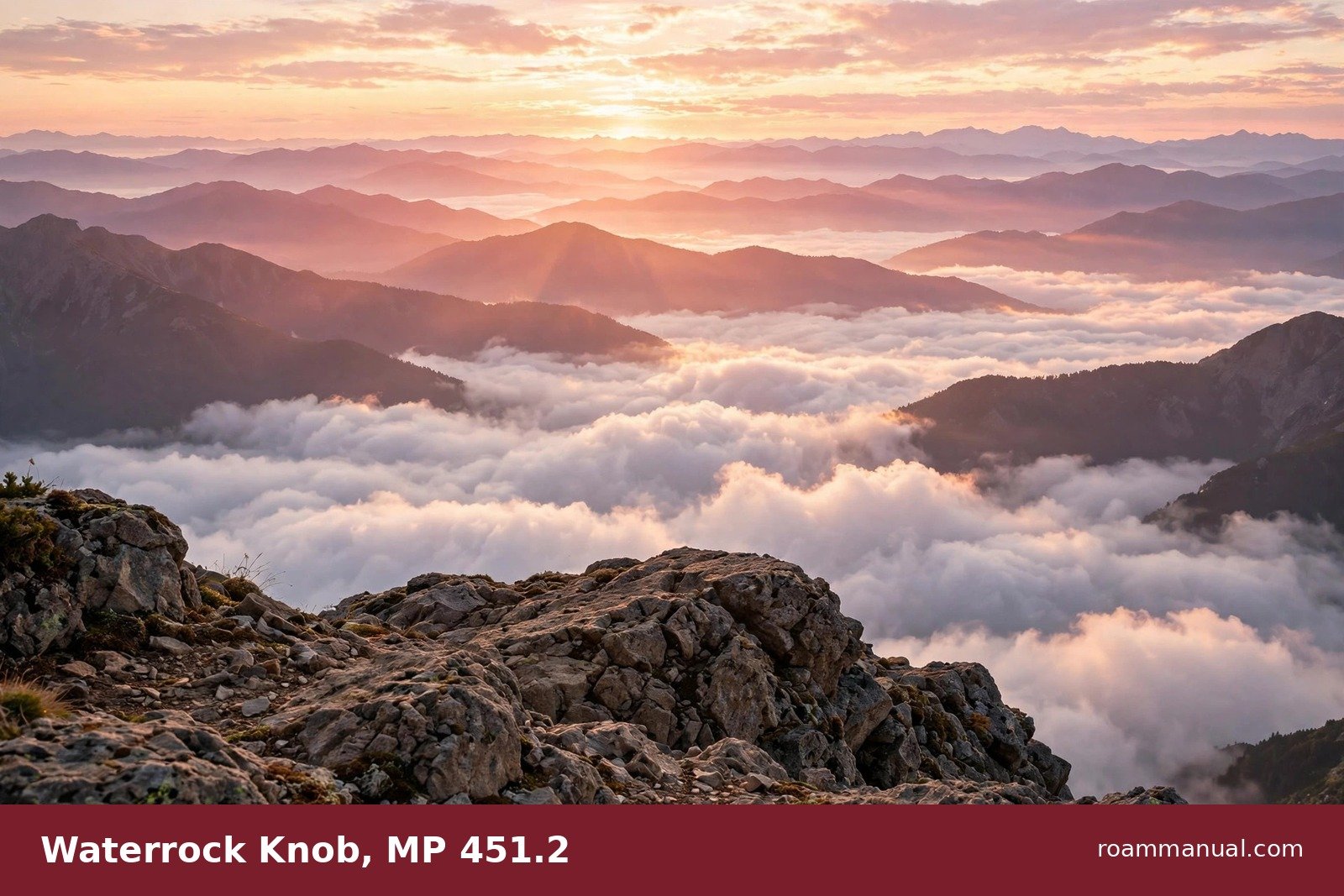 Sunrise view from Waterrock Knob over the Great Smoky Mountains at the southern Blue Ridge Parkway